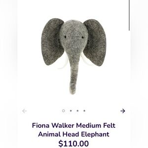 Fiona Walker Felt Gray Elephant Wall Decor